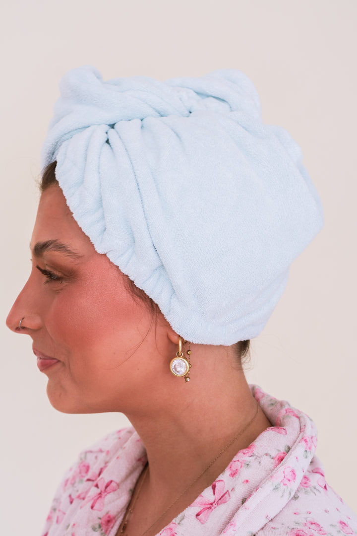 Quick Dry Hair Turban Towel - Solid Blue