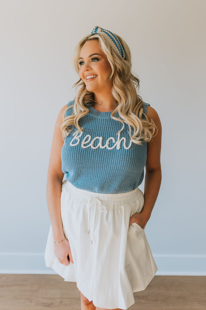 Beach Sweater Tank - Ocean Blue