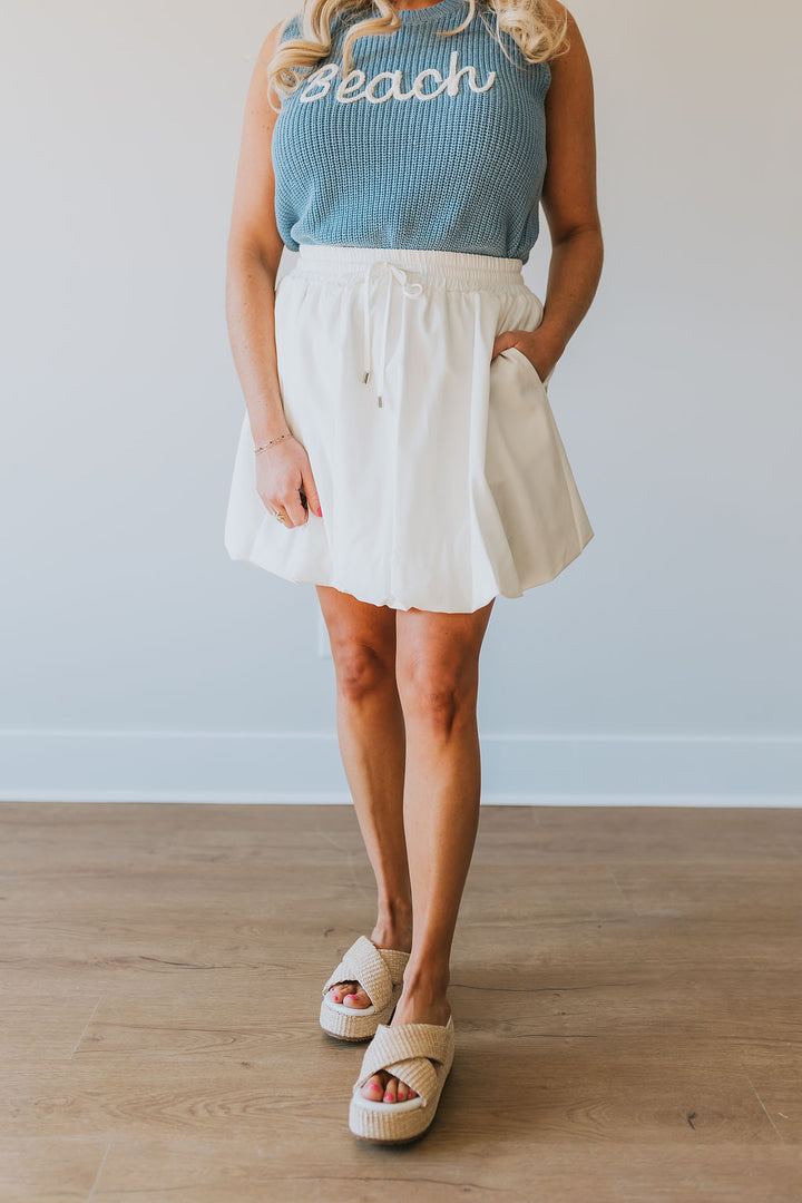 Beach Day Bubble Skirt - Off White