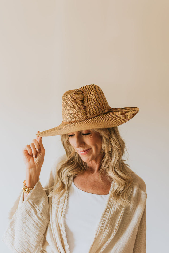 Braided Brim Sun Hat - Tan