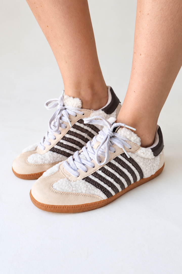 Stevie Beige Shearling Sneakers
