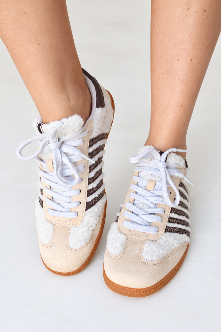 Stevie Beige Shearling Sneakers