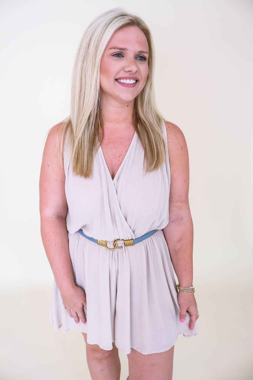 Celeste Crinkle Romper - Sand Beige