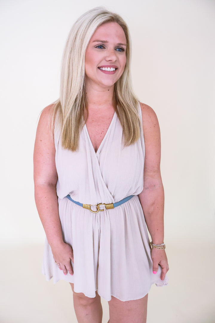 Celeste Crinkle Romper - Sand Beige