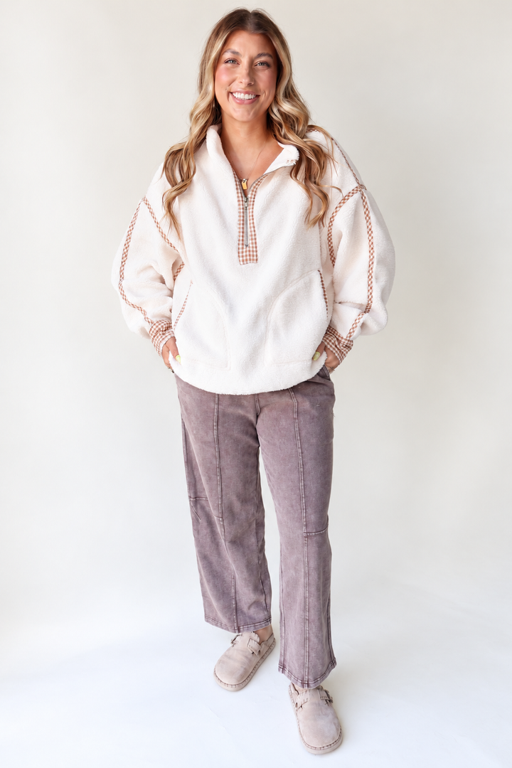 Cozy Cabin Gingham Sherpa – Cream
