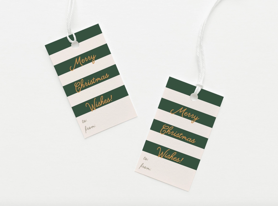Merry Christmas Wishes Stripe Gift Tag