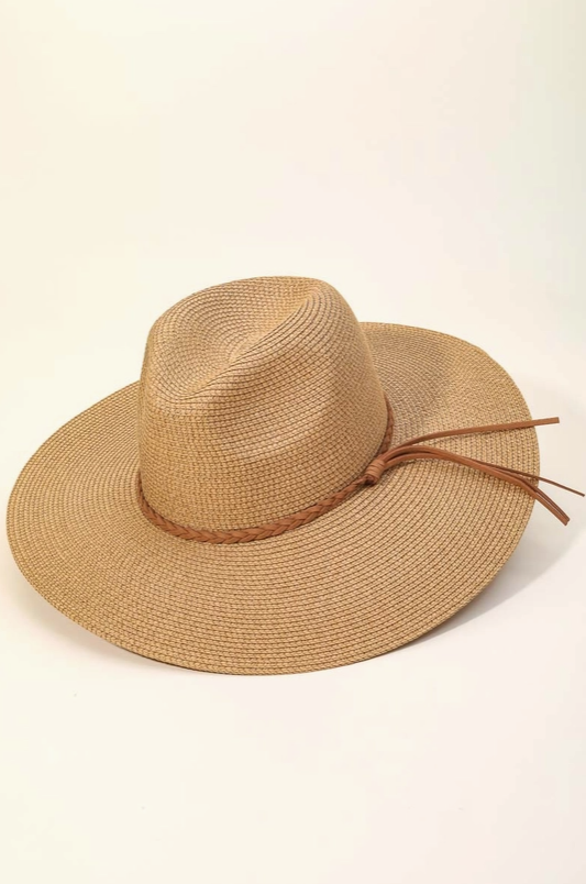 Braided Brim Sun Hat - Tan