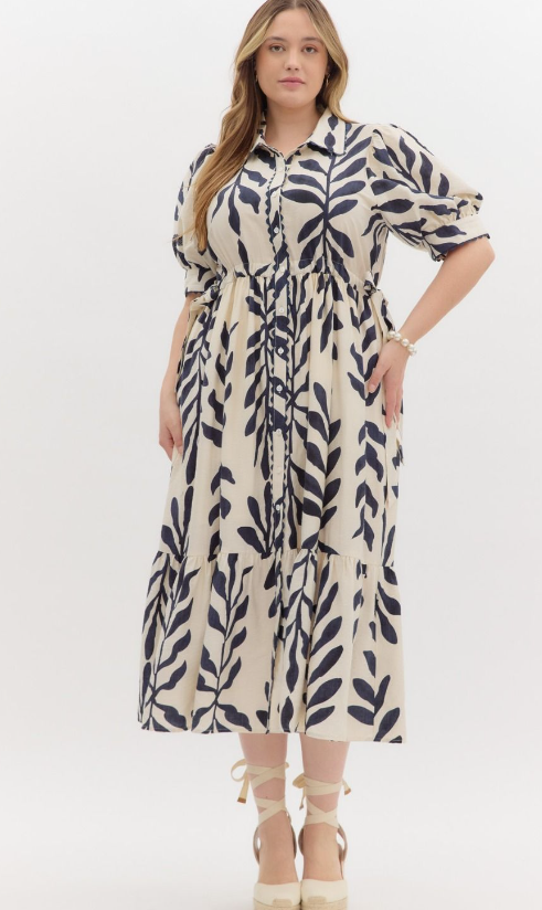 Botanical Garden Dress - Navy