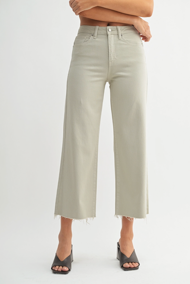 Sidney Slim Wide Leg Jeans - Olive