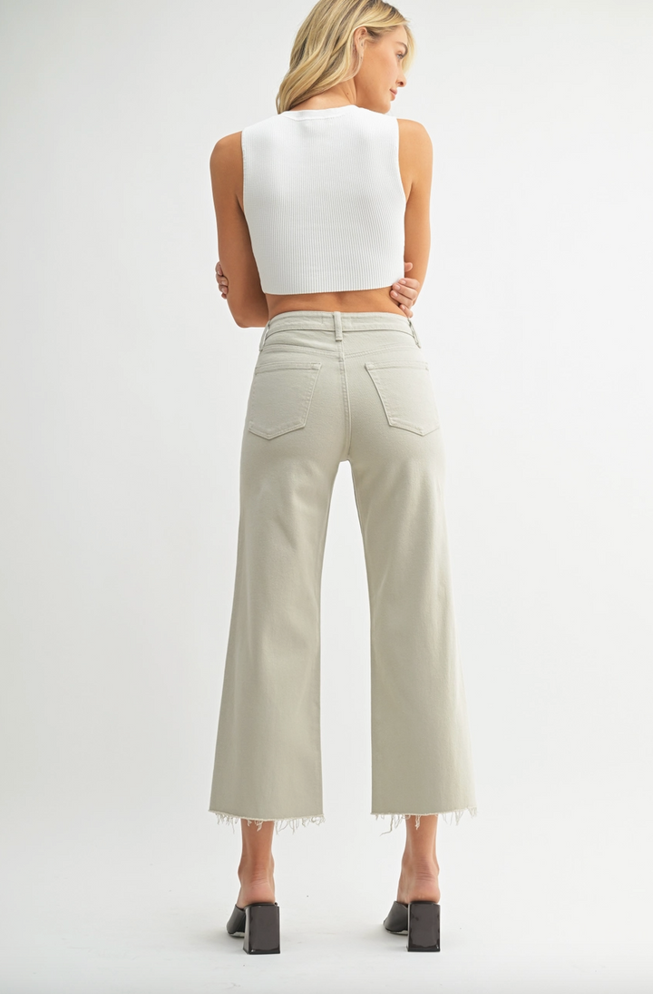 Sidney Slim Wide Leg Jeans - Olive