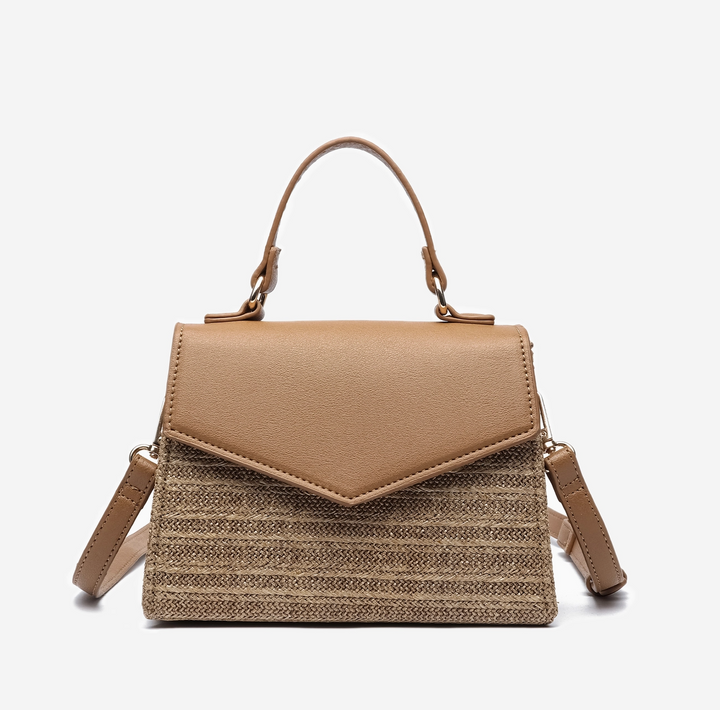Coastal Straw Envelope Crossbody - Beige