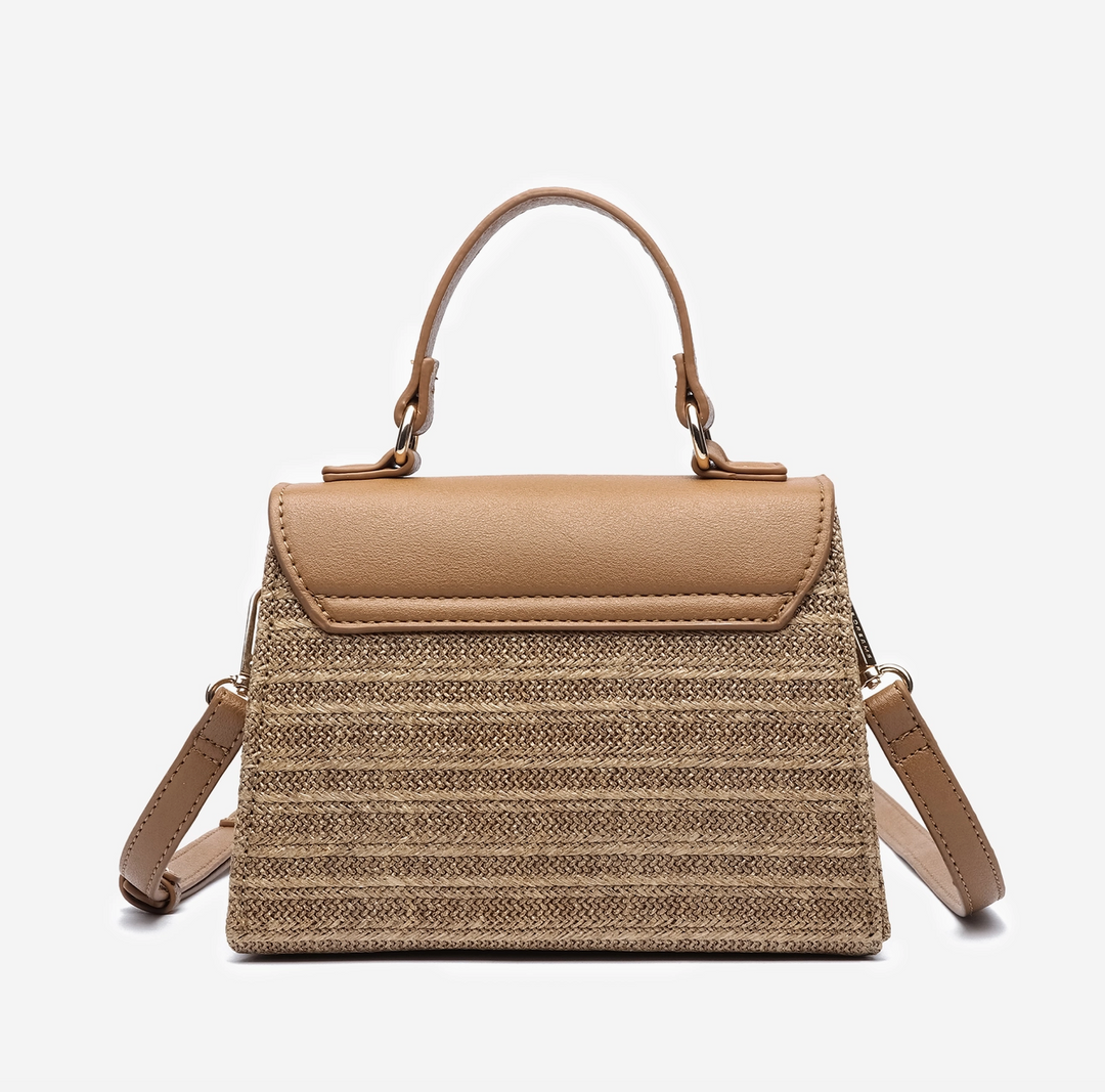 Coastal Straw Envelope Crossbody - Beige