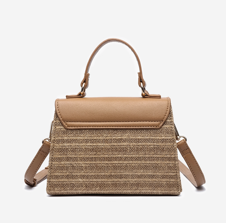 Coastal Straw Envelope Crossbody - Beige