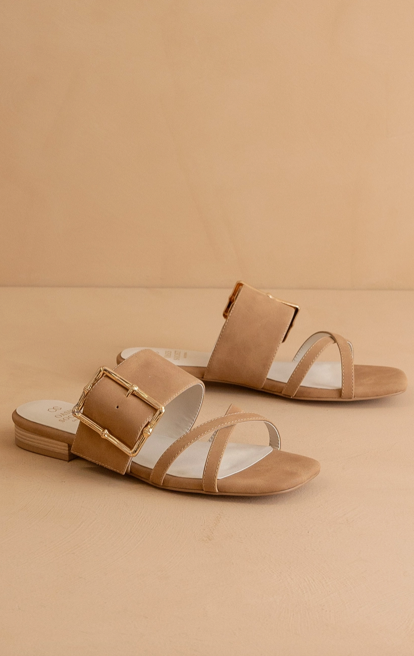 The Penny Buckle Sandal - Camel