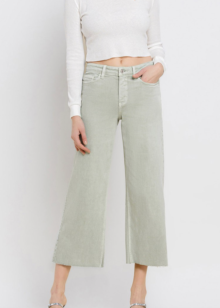 Colorful Days Wide Leg Jeans - Sage