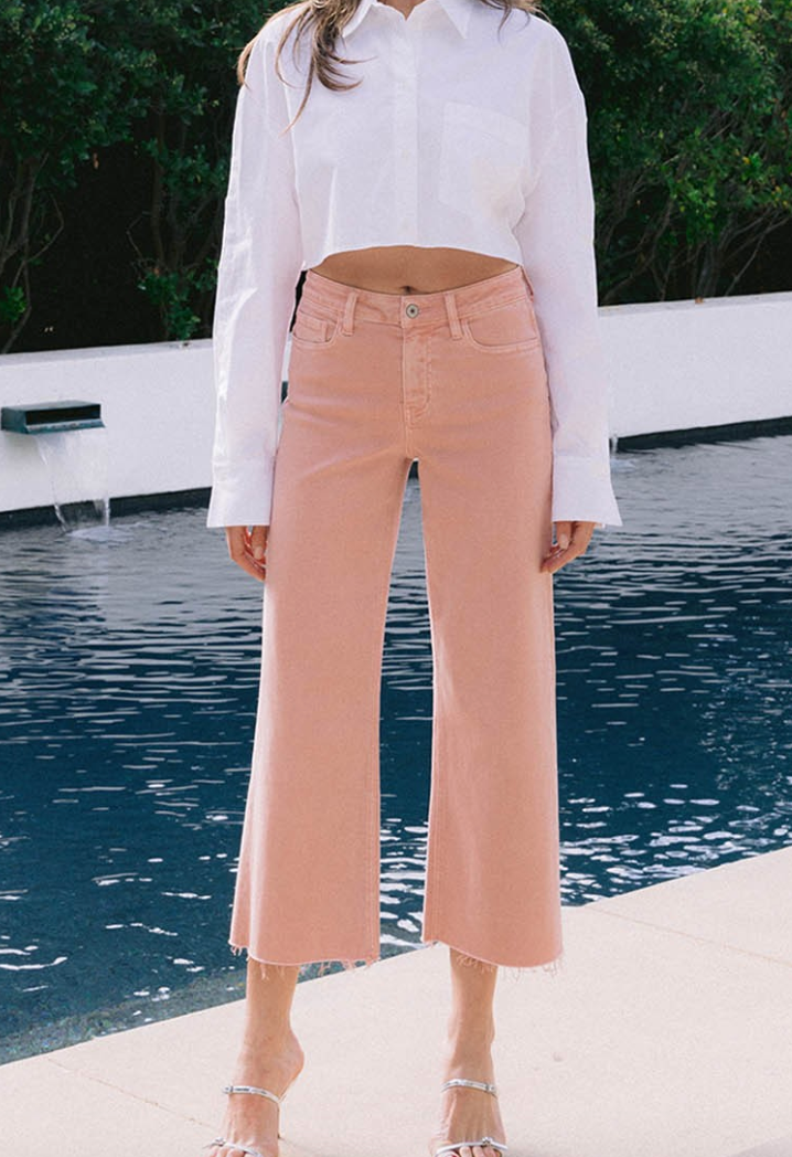 Colorful Days Wide Leg Jeans - Silver Pink