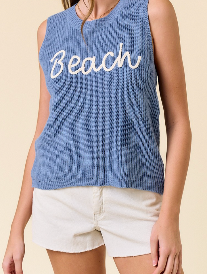 Beach Sweater Tank - Ocean Blue