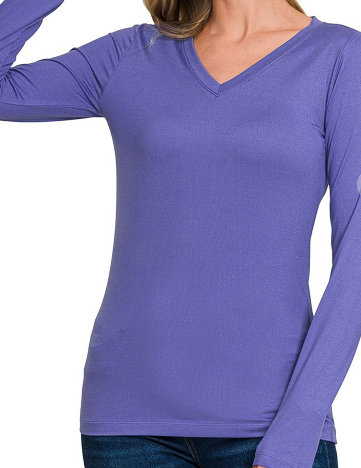 V-neck Simple Sleeve Top - Marlin