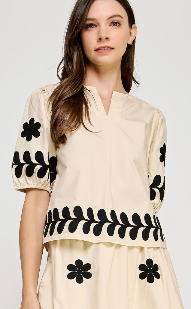 Penelope Poplin Top - Cream