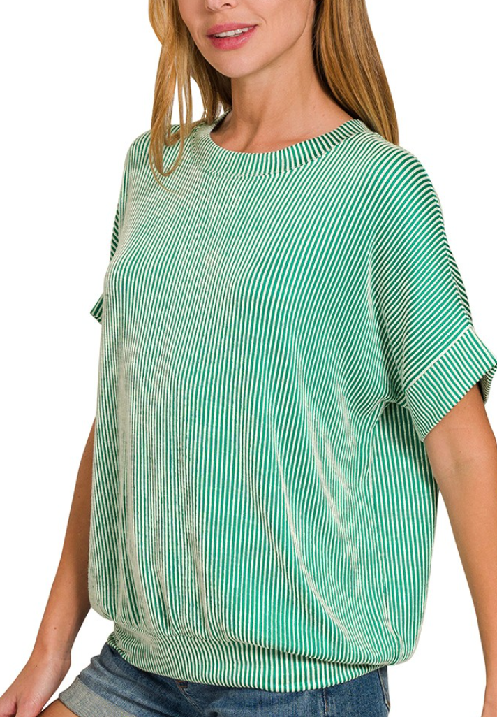 Straight Lines Top - Kelly Green