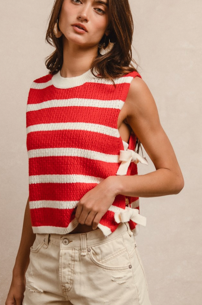 Nicola Striped Top - Red