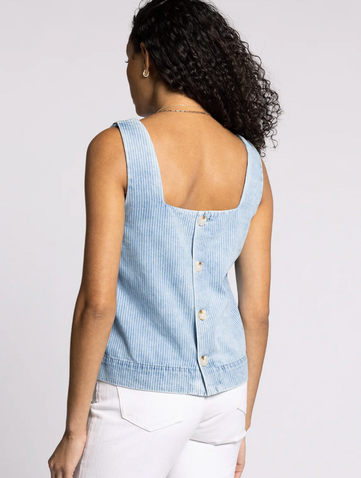 Millicent Tank - Washed Indigo Stripe