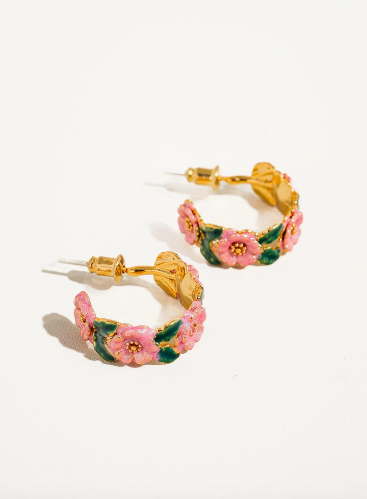 Jocelyn 18K Gold-Plated Floral C-Hoop Earring