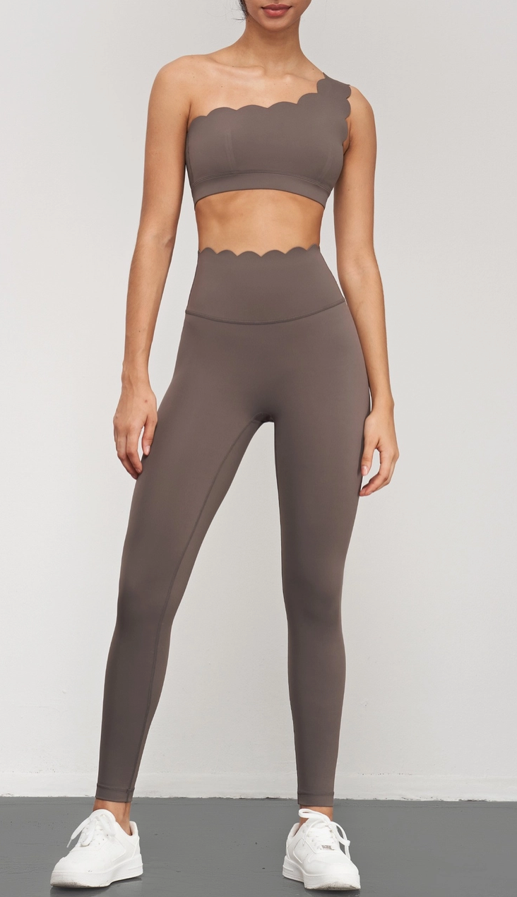 Helena Scallop Leggings - Brown