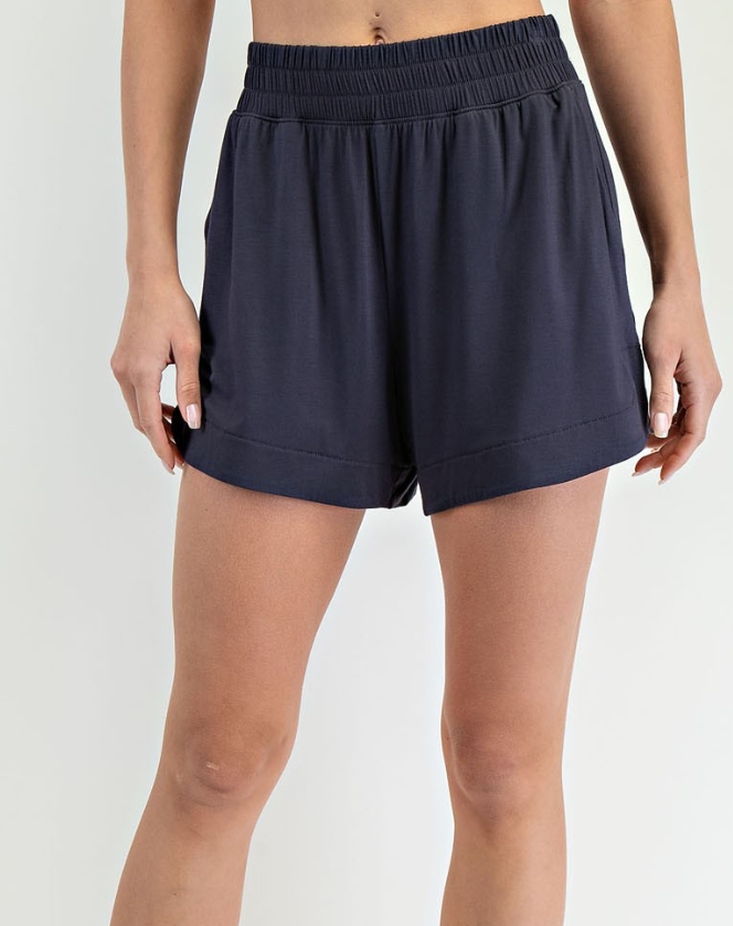 Tulip Hem Lounge Shorts - Coal Black