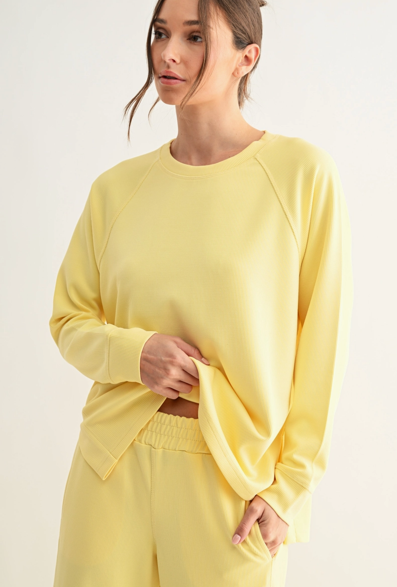 Luxe Sand Wash Rib Raglan Tee - Butter