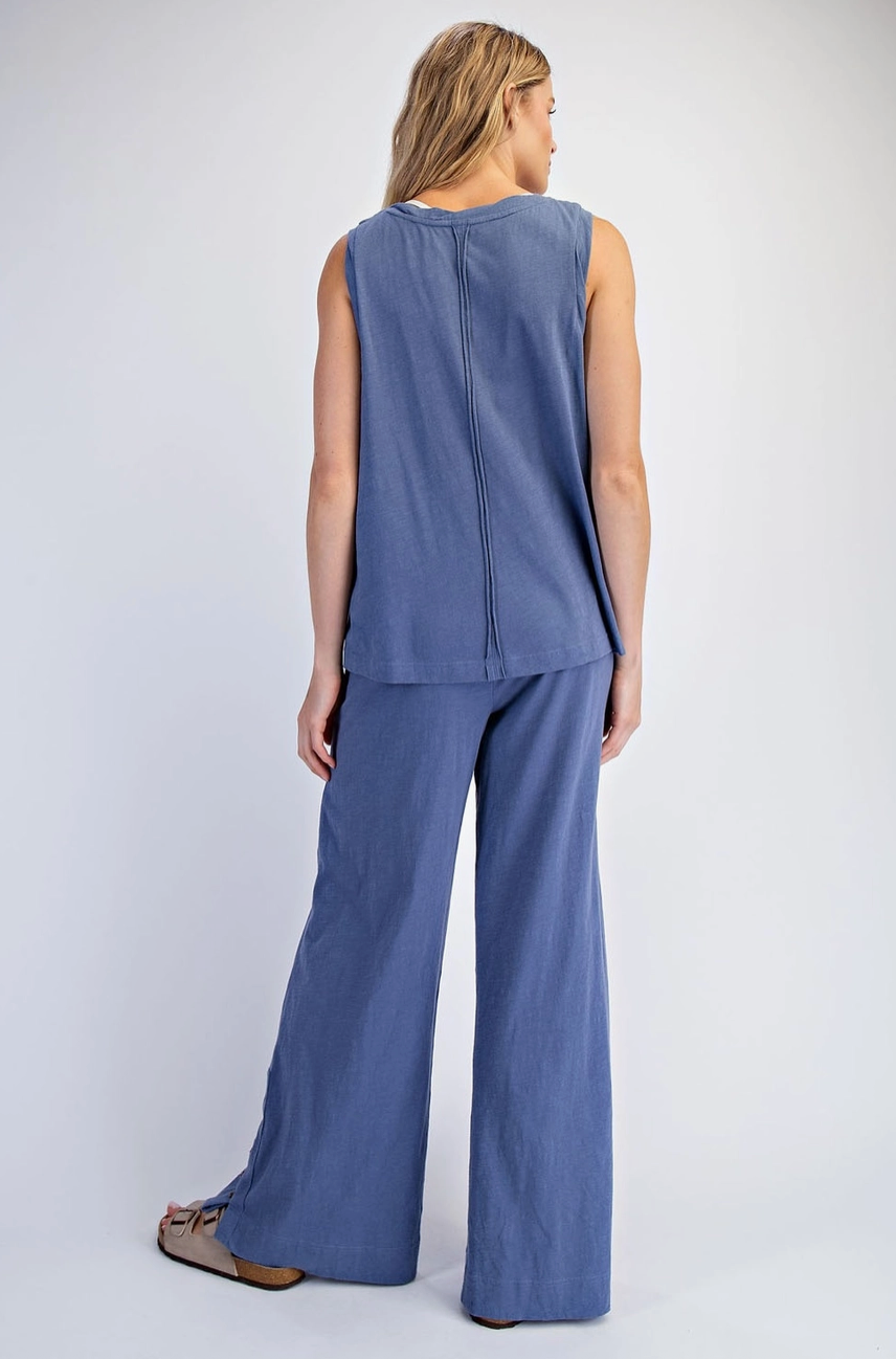 Cotton Slub Laid-Back Chic Set - Denim Blue