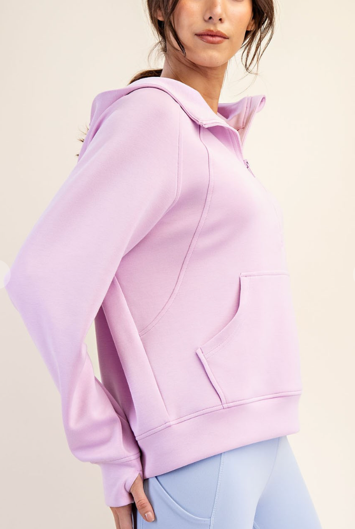Quinn Quarter Zip Hoodie - Lavender