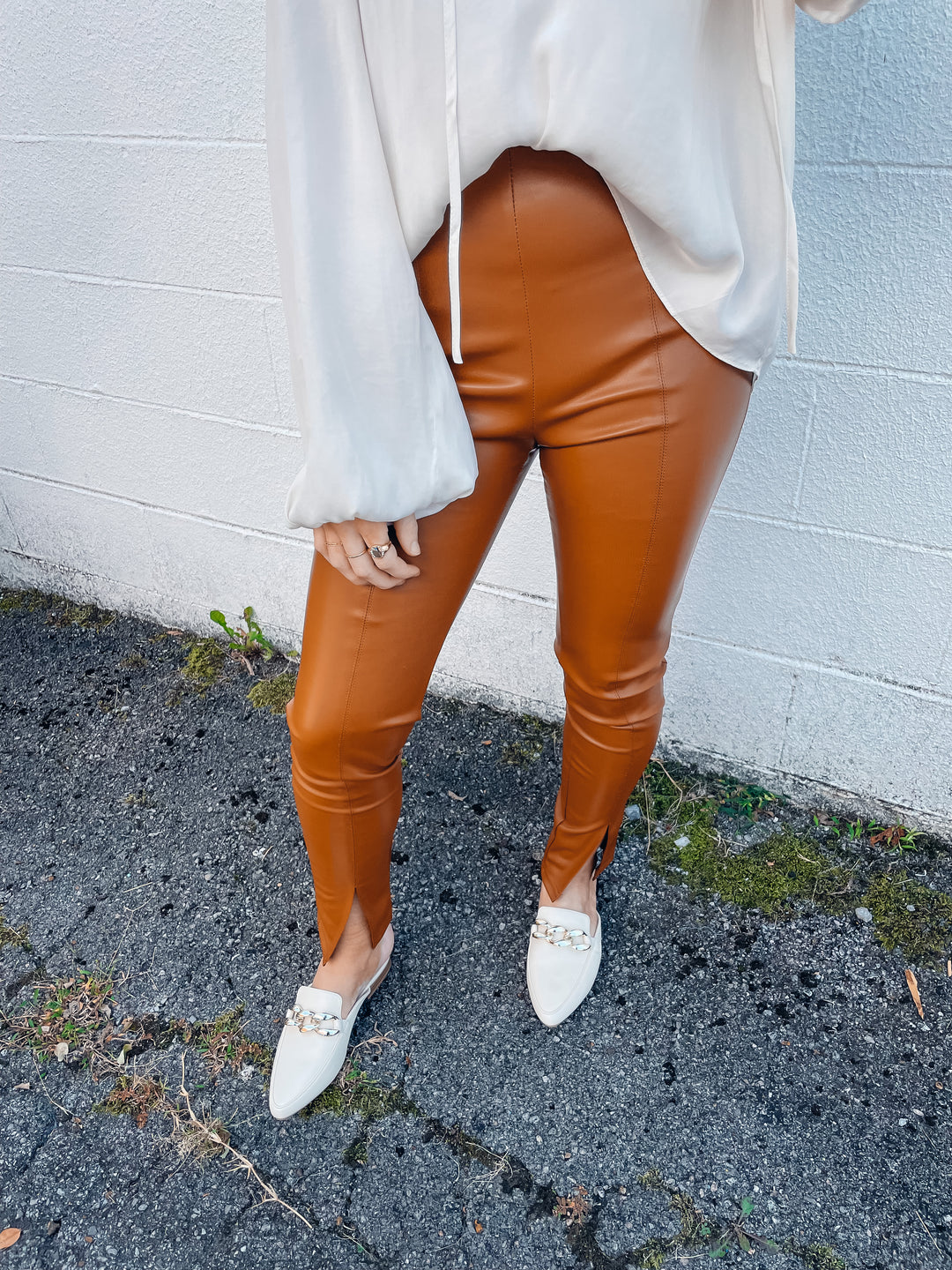 Impressive Look Leather Pants - Camel – Bates Boutique